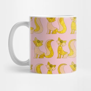 magical fox ecopop cute wilddog art pattern in gold Mug